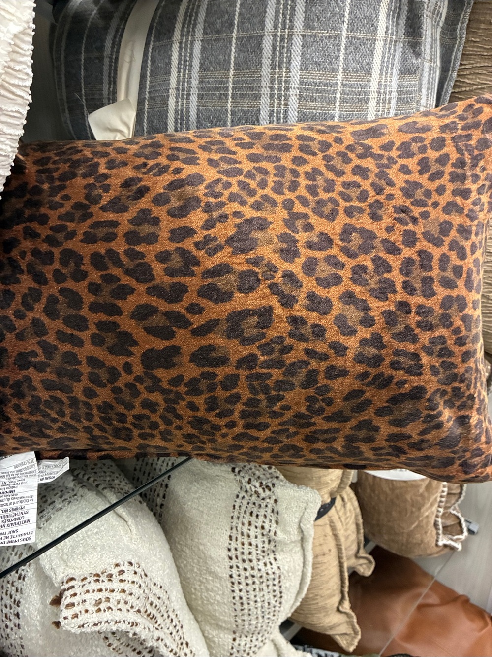 Leopard Print Accent Pillow in Brown by